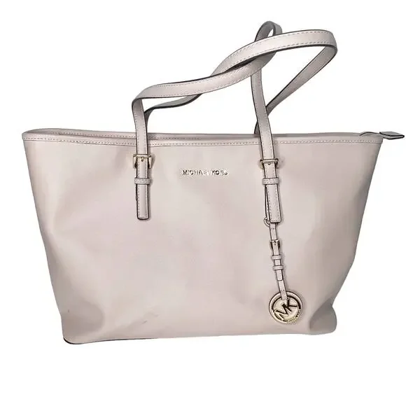 MICHAEL KORS Jet Set Travel Tote Handbag Saffiano Leather Powder Blush Pink OS - Picture 2 of 16